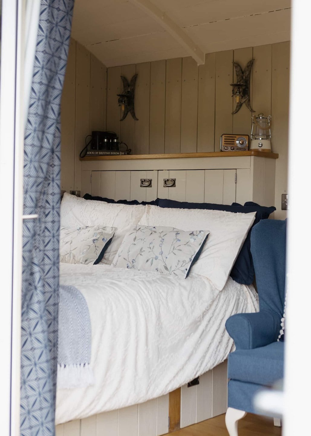 Seren’s double bed and headboard cupboards