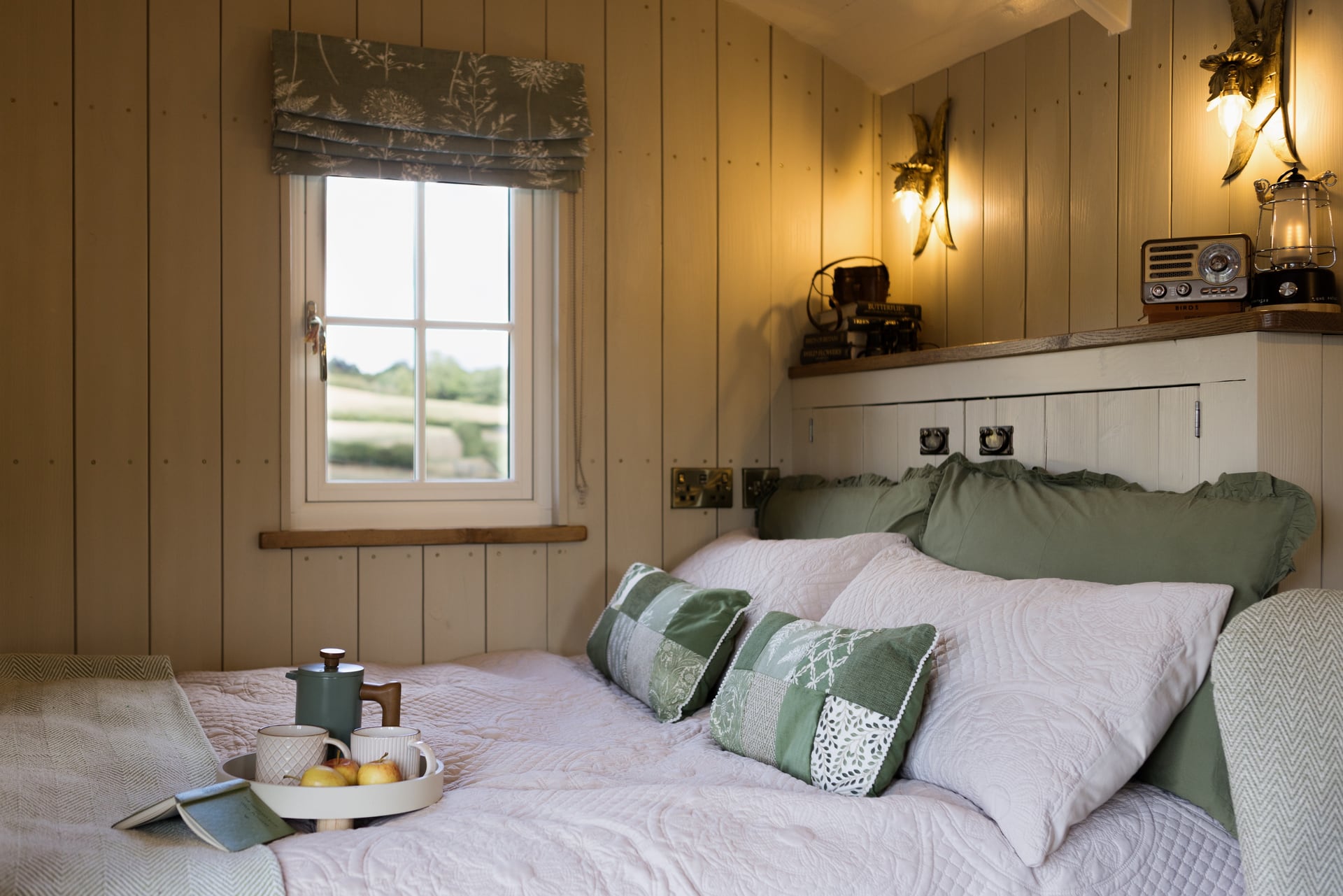 Juniper’s double bed and headboard cupboards